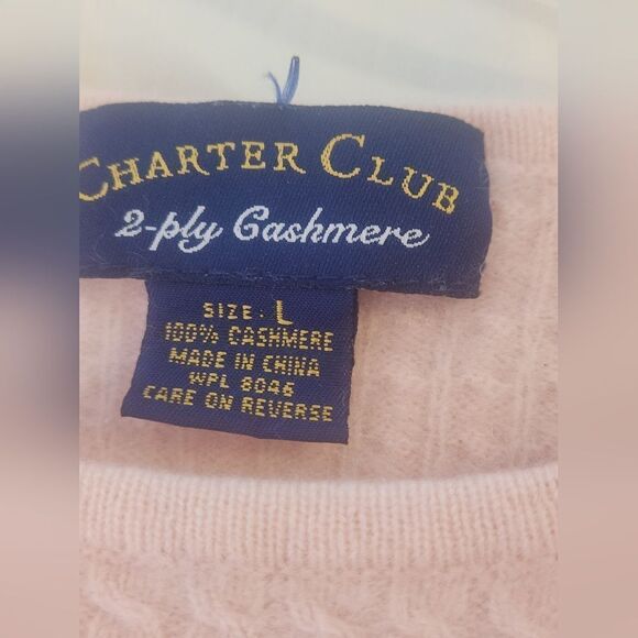 Charter Club L Pink 2 Ply CASHMERE Lngslv Cable Knitted Women's Sweater - Picture 2 of 9